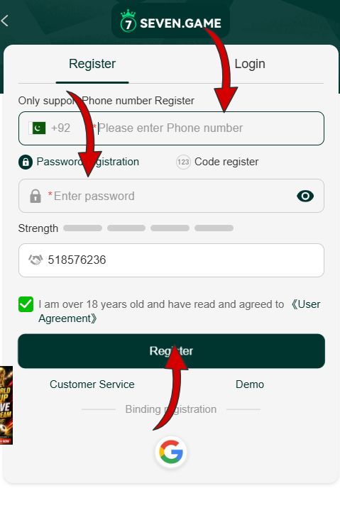 Register to Seven Game