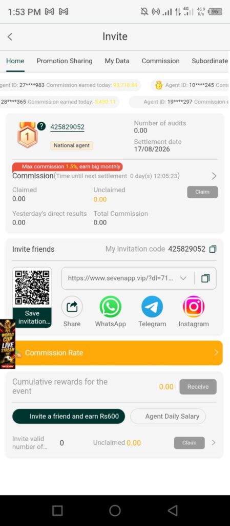 Seven Game Refer & Earn